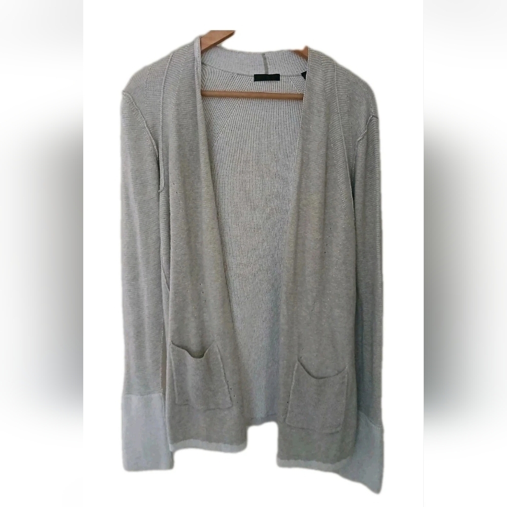 ATM Waffle Knit Open Front Cardigan Sweater